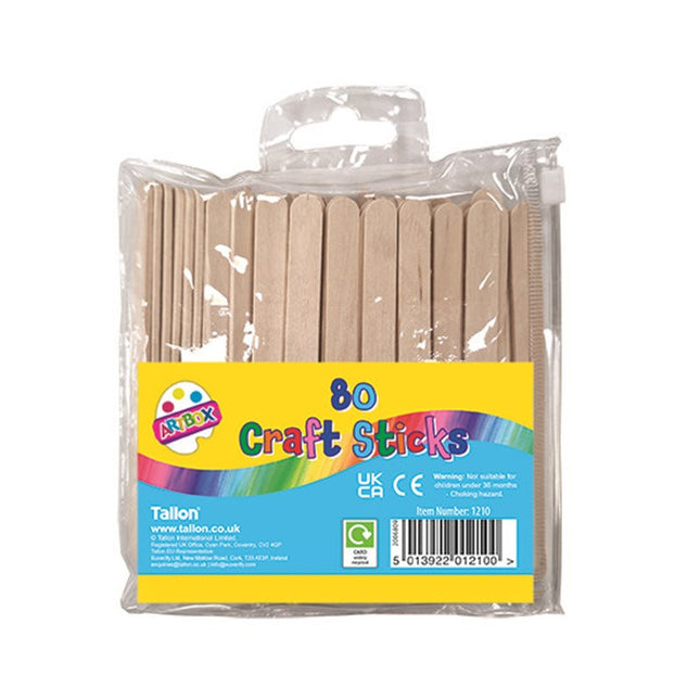 80 Plain Wooden Craft Sticks (Pack)