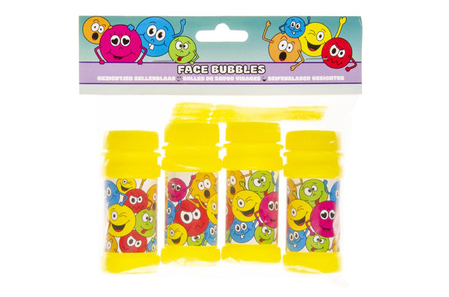 Emoji Face Bubble Tubs & Blowers - 4 Pack
