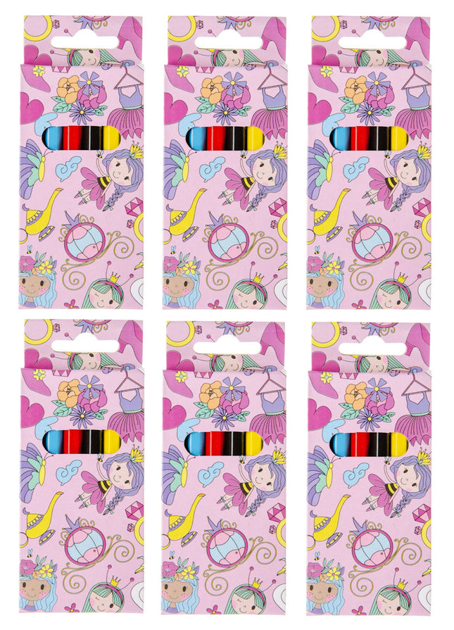 Princess Halfsize Colouring Pencils - 6 Pack