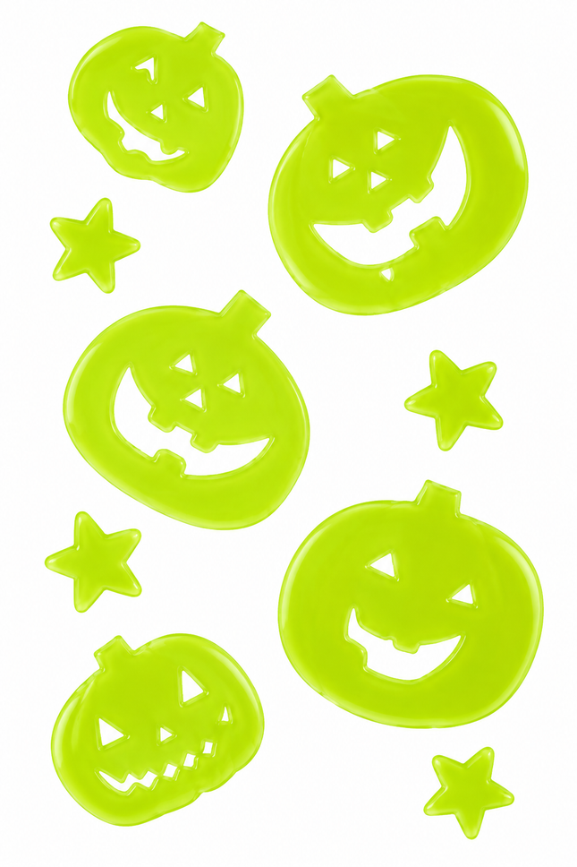 9 Halloween Glow In The Dark Gel Window Stickers