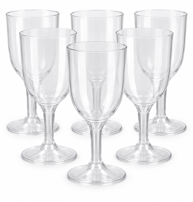 6 Disposable Plastic Wine Glasses