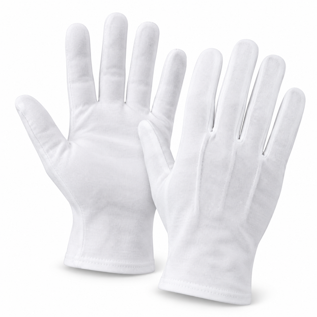 4 White Cotton Gloves
