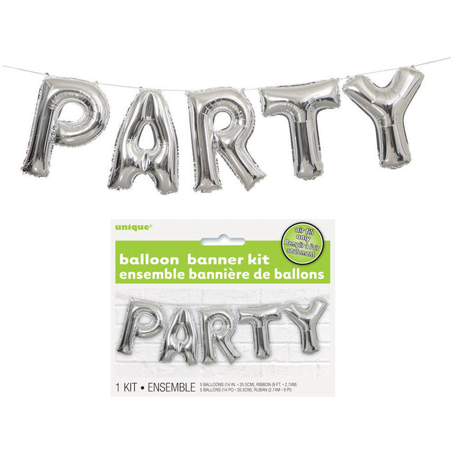 Silver Party Balloon Banner Kit