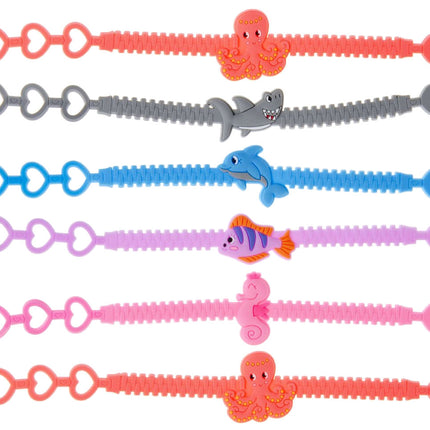 6 Adjustable Sealife Rubber Bracelets