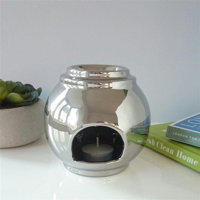 Chrome Stackable Large Ball Ceramic Wax Burner Melter