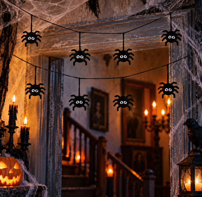 Halloween Hanging Spider Garland 1.5M