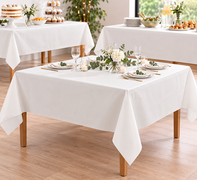 3 White Disposable Paper Tablecloths