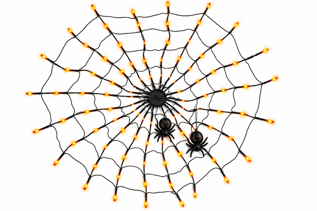 Spooky Halloween Light Up Cobweb with Spiders 78cm