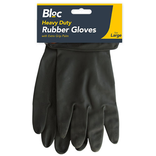 Heavy Duty DIY Latex Black Rubber Gloves - Large