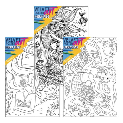 Mermaids Velvet Poster Art & Fibre Pens