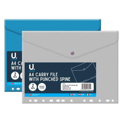 2 A4 Punched Spine Carry Files