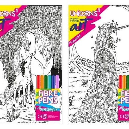 Unicorns Velvet Poster Art & Fibre Pens