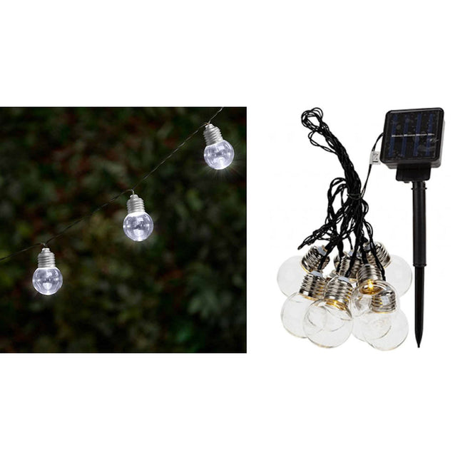 LED White Retro Bulb Solar String Lights
