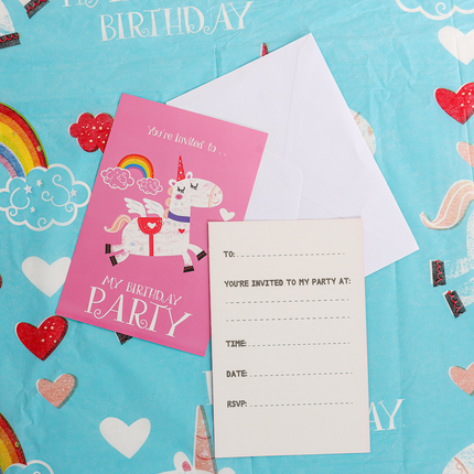 16 Unicorn Party Invites & Envelopes