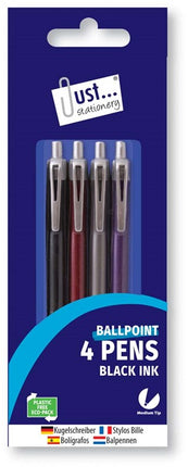 4 Black Ink Ballpoint Pens (Pack)