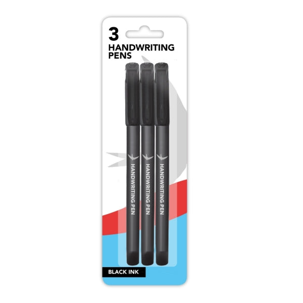 3 Black Handwriting Pens