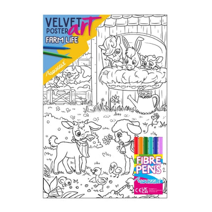 Farm Life Velvet Poster Art & Fibre Pens