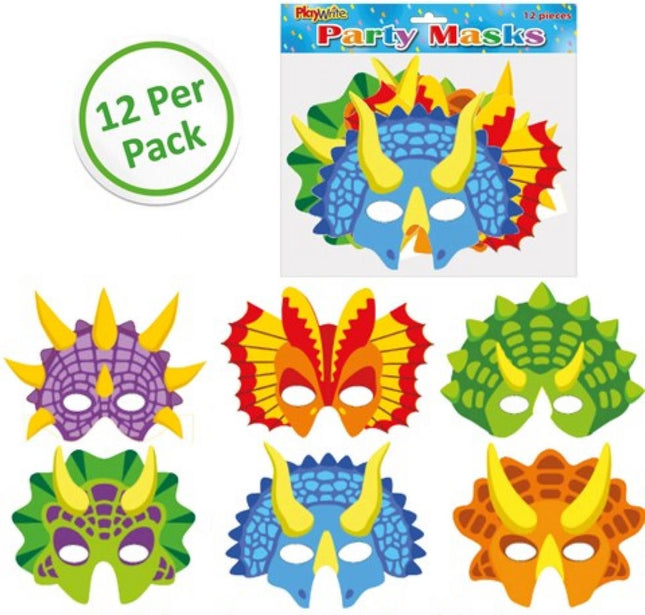 Cardboard Dinosaur Masks - 12 Pack