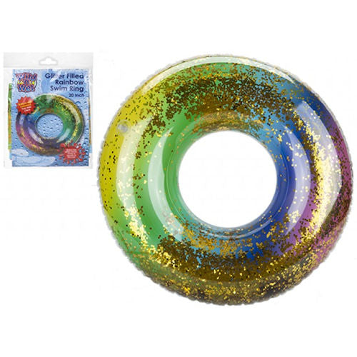 Rainbow Glitter Swim Ring - 50cm