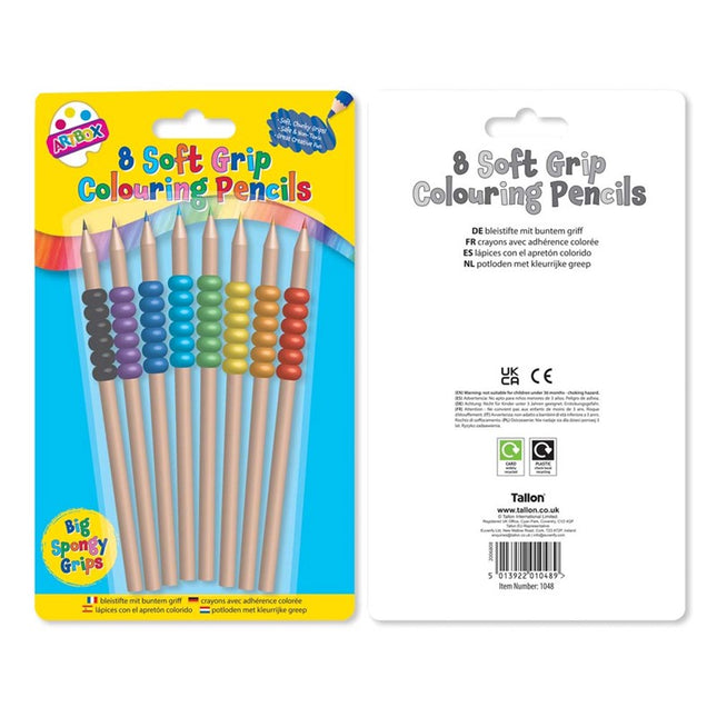 8 Soft Grip Colouring Pencils