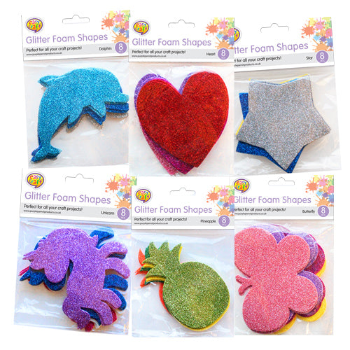 8 Glitter Foam Shapes