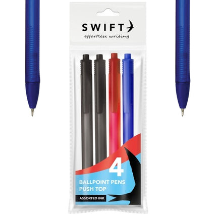 4 Assorted Retractable Tinted Pens