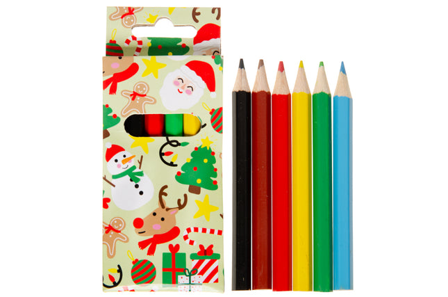 Christmas Halfsize Colouring Pencils - 6 Pack