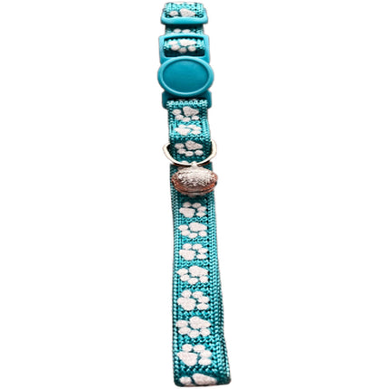 Blue Paw Print Cat Collar