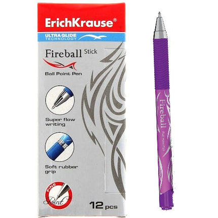 12 Violet Fireball Stick Ballpoint Pens