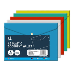 5 Plastic A5 Document Wallets