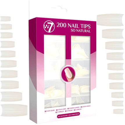 W7 Cosmetics 200 Acrylic Tips False Nails - Natural White