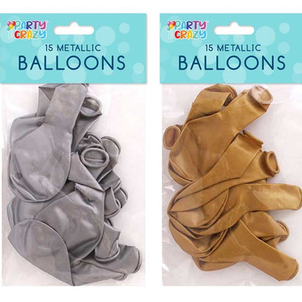 15 Metallic 9" Round Balloons