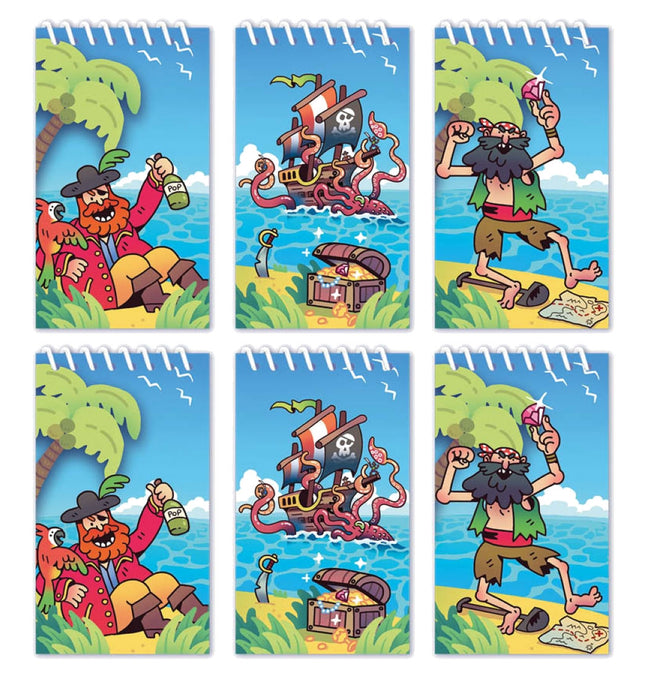 Mini Pirate Spiral Notebooks - 6 Pack