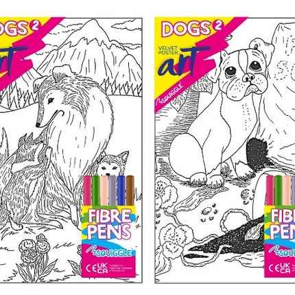 Dogs Velvet Poster Art & Fibre Pens