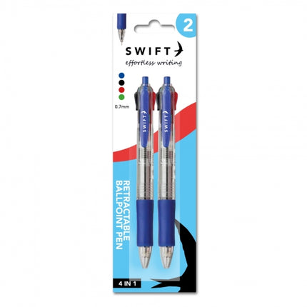 2 Retractable 4 Colour Ballpoint Pens