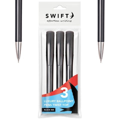 Luxury Twist Black Pens - 3 Pack