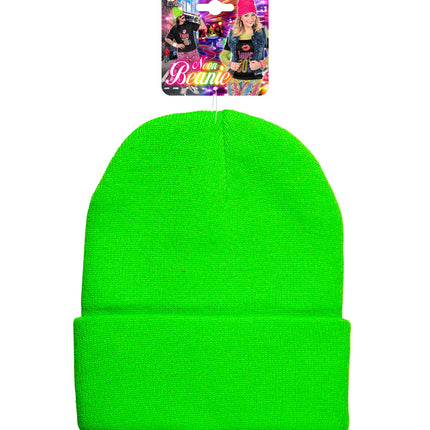 Wool Look Neon Green Beanie