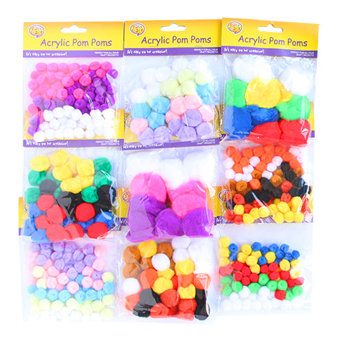 Acrylic Pom Poms - Assorted