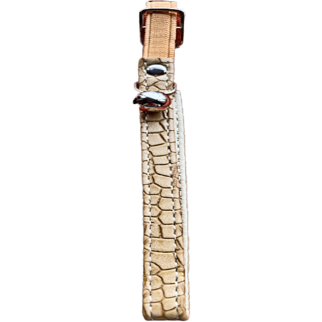 Beige Leather Look Elastic Cat Collar