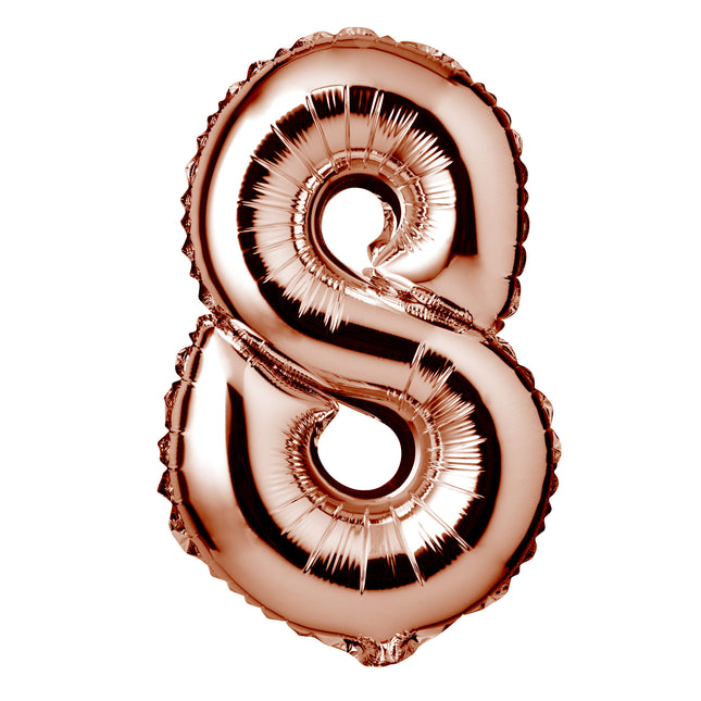 Large Rose Gold Foil "Number 8" Balloon – 34 Inch