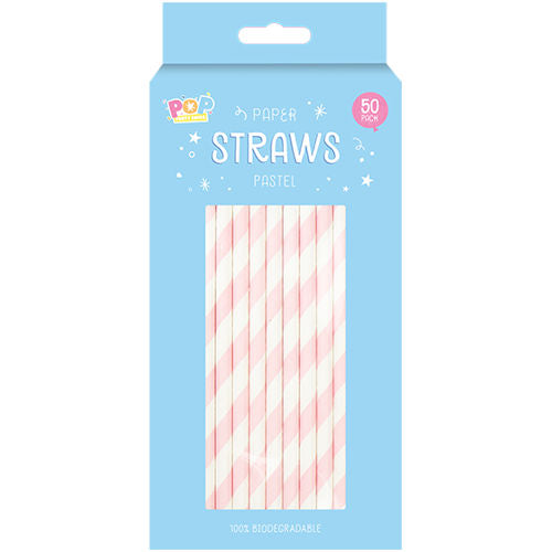 Pastel Eco Paper Straws - 50 Pack