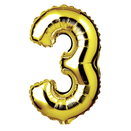 Large Gold Foil "Number 3" Balloon – 34 Inch