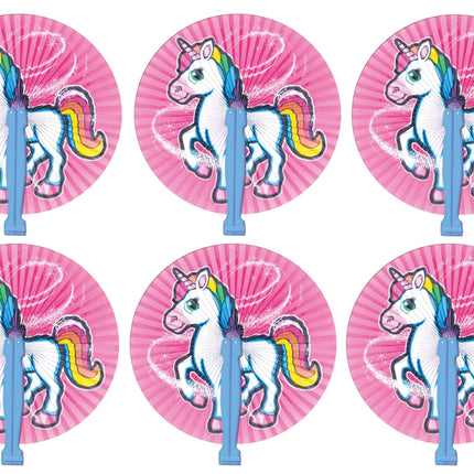 Unicorn Chinese Folding Fans - 6 Pack