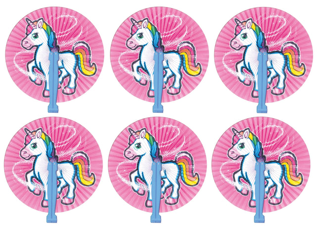 Unicorn Chinese Folding Fans - 6 Pack