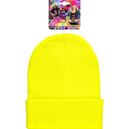 Wool Look Neon Yellow Beanie