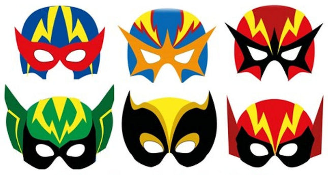 Cardboard Super Hero Masks - 12 Pack