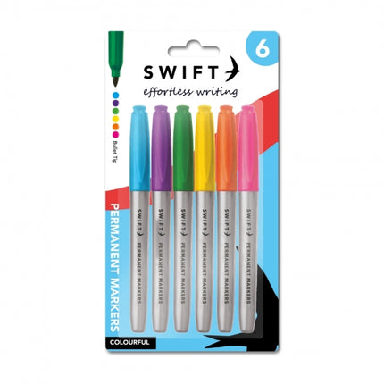 6 Colourful Permanent Marker Pens
