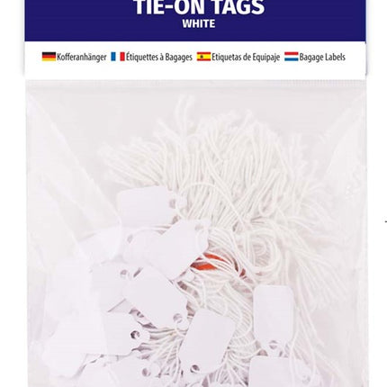 200 White Pre-Strung Tie-On Tags