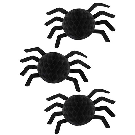3 Halloween Honeycomb Spider Decoration