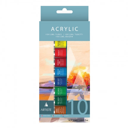 Coloured Acrylic Paints - 10 Pack